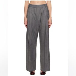 Ganni Grey Stripe Cross over Trouser
